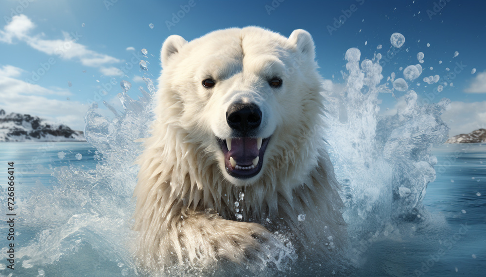 A cute Samoyed puppy playing in the snowy outdoors generated by AI A cute Samoyed puppy playing in the snowy outdoors generated by AI