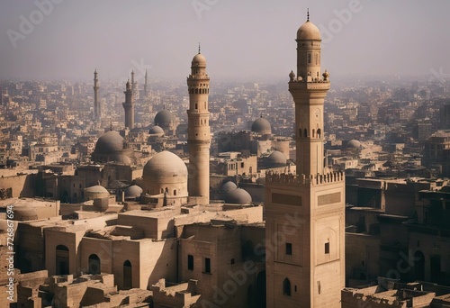street minaret muizz view old mosque egypt cairo photo