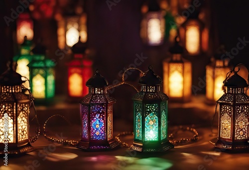 Tasbih Concept decoration lantern Background light lamp fitr ramadan Traditional new Islamic Ramadan creative Eidal Colorful image