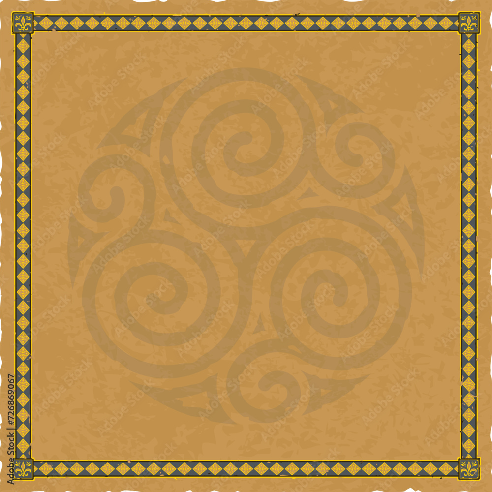 Square Parchment with Fleur de Lis Frame and Celtic Spirals