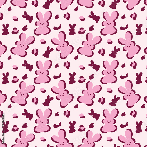 Seamless pattern with colorful peep vector. Cute bunny leopard skin pattern background