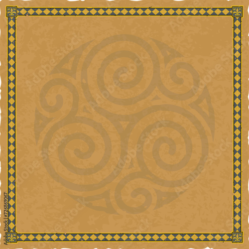 Square Parchment with Fleur de Lis Frame and Celtic Spirals