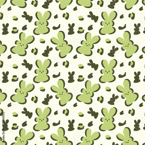 Seamless pattern with colorful peep vector. Cute bunny leopard skin pattern background