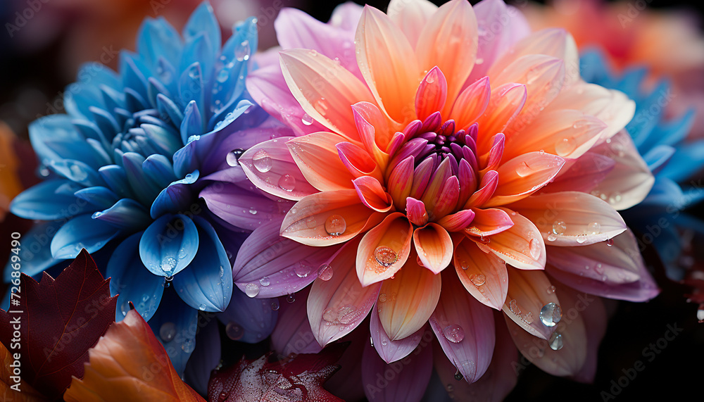The vibrant bouquet of multi colored flowers showcases nature beauty generated by AI The vibrant bouquet of multi colored flowers showcases nature beauty generated by AI