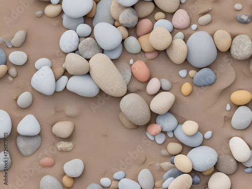 white stones on the sand