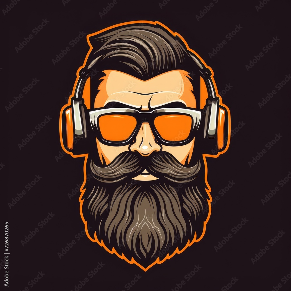 logo mascot man with beard and glasses