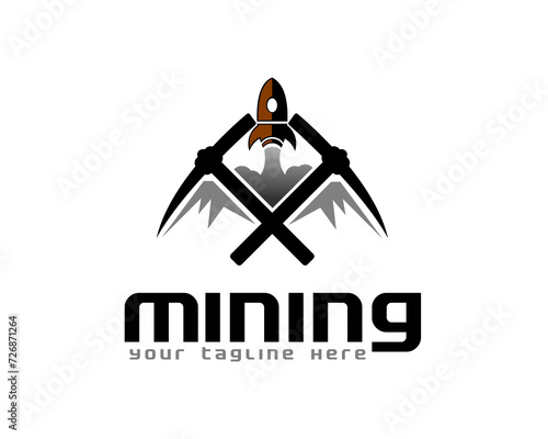 mining progress future rocket logo icon symbol design template illustration inspiration