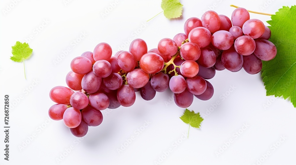 Bunch of red grapes isolated on white background.