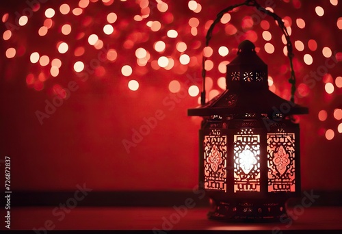 background concept lantern light Eid Arabic colorful red Ramadan bokeh
