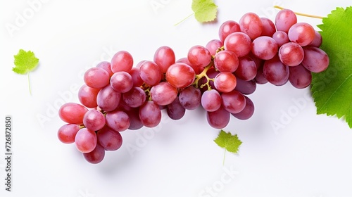 Bunch of red grapes isolated on white background.