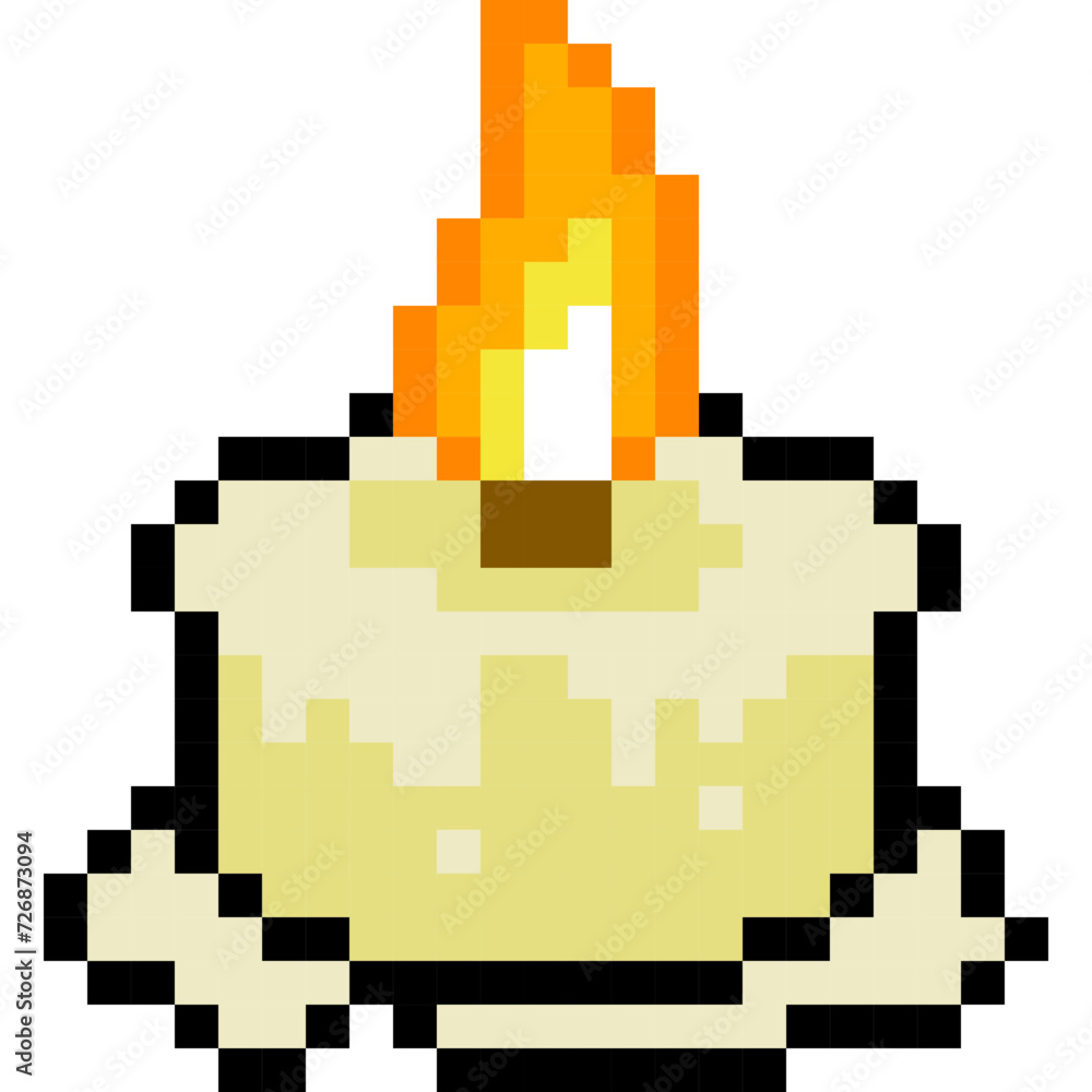Candle cartoon icon in pixel style Candle cartoon icon in pixel style