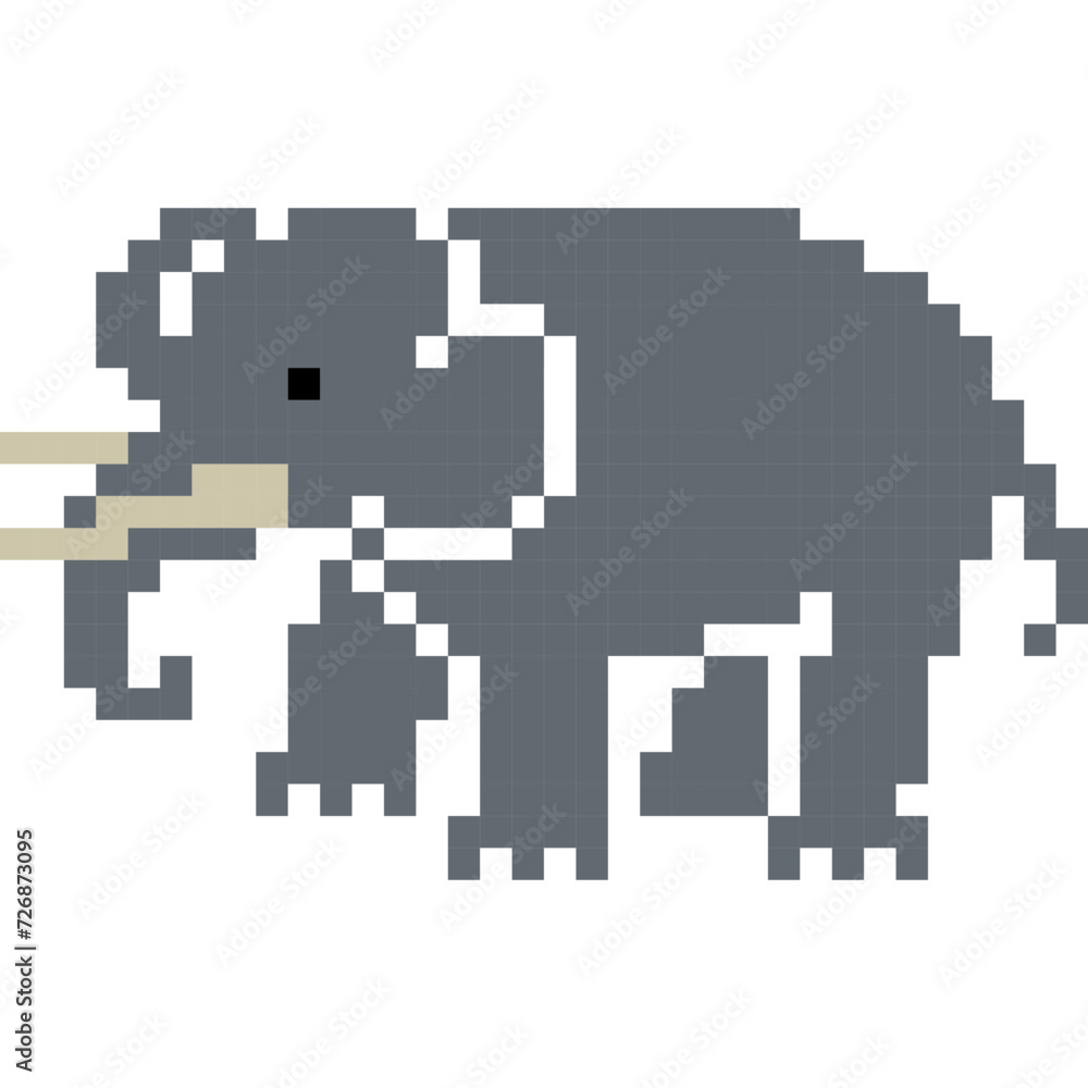 Elephant cartoon icon in pixel style