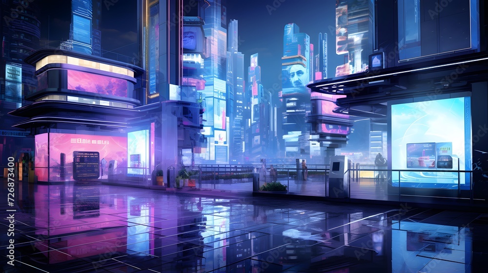 Night scene of a modern city. 3d rendering, 3d illustration.