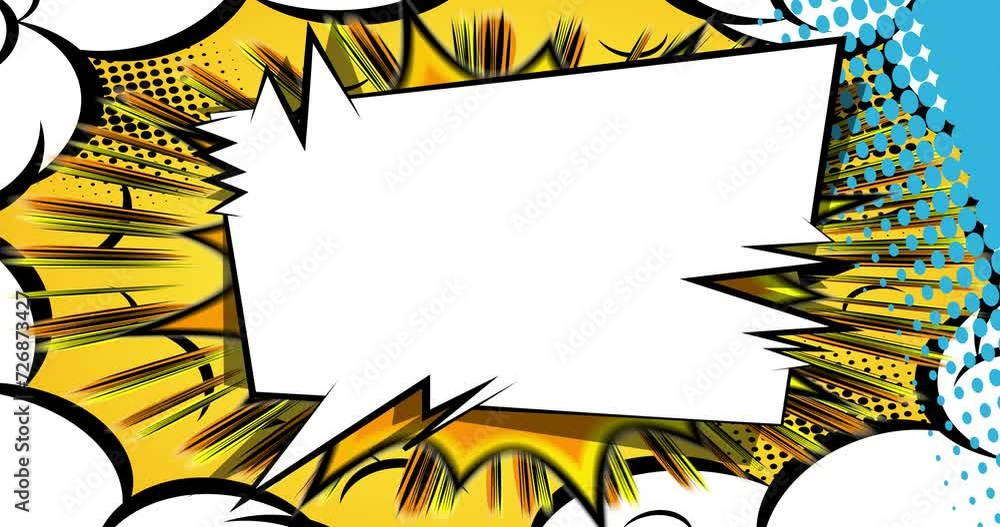 Cartoon with blank speech bubble, comic book background animation ...