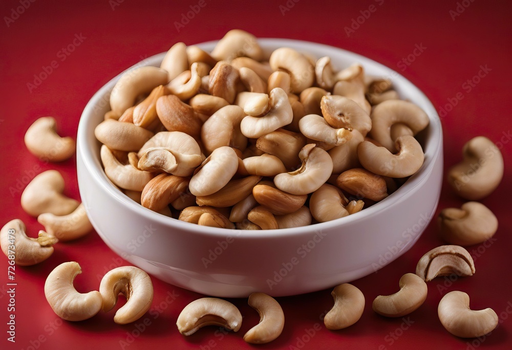 cashews background delicious plate red