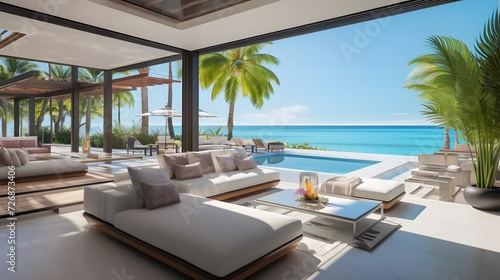 Luxury villa on the beach. Panoramic view © A