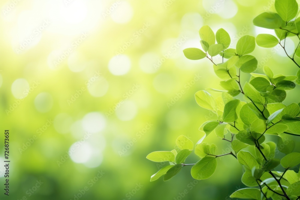 Beautiful green leaves on blurred background, space for text. Beautiful green leaves on blurred background, space for text.