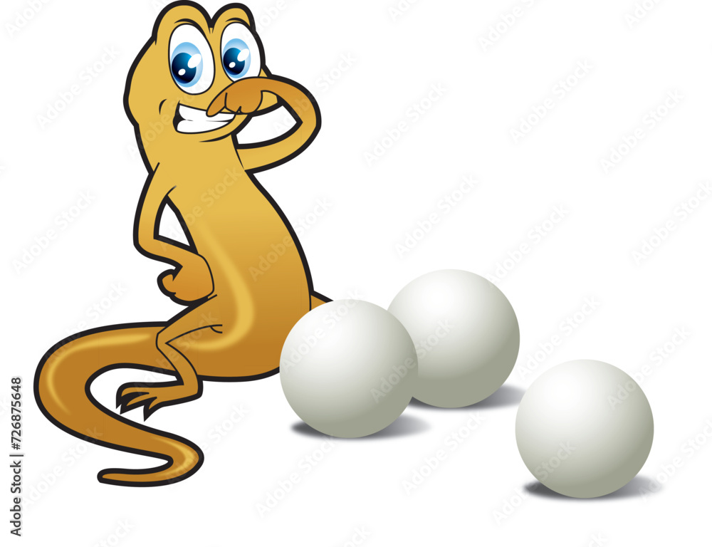 Obraz premium Smiling mother gecko with her eggs