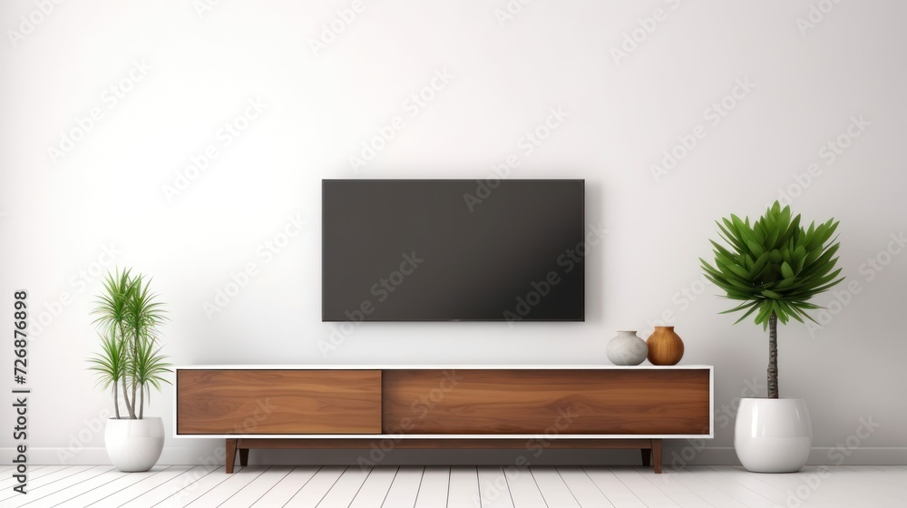 minimalist living room interior with wooden TV cabinet. minimalist living room interior with wooden TV cabinet.