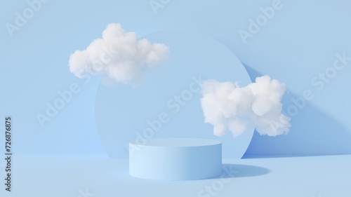 Abstract 3D background. Blue product display presentation. Empty space cylind...