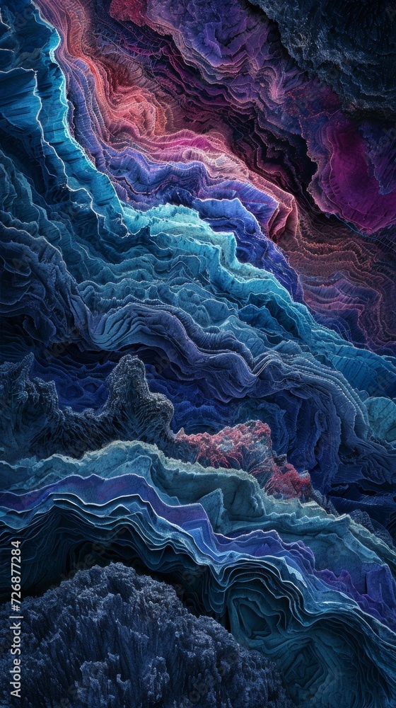 Abstract Painting of Blue, Purple, and Pink Waves Abstract Painting of Blue, Purple, and Pink Waves