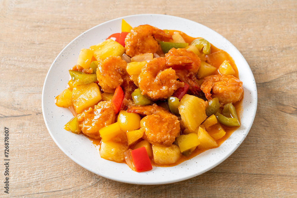 Stir-fried sweet and sour with fried shrimp Stir-fried sweet and sour with fried shrimp