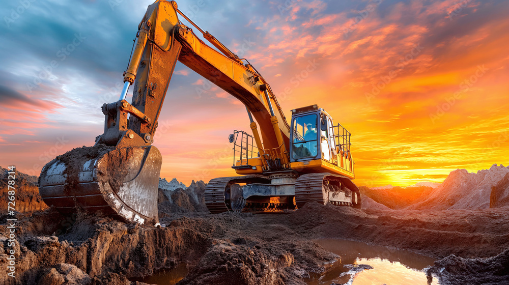 Excavator, Heavy Equipment, Dump Truck, Mining, Earth Movers Stock