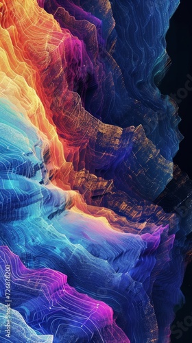 Multicolored Abstract Background With Wavy Lines