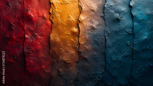 Close Up of a Wall With Various Colors of Paint photo