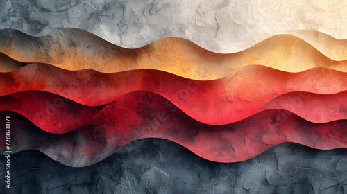 A Painting of a Red and Yellow Wave