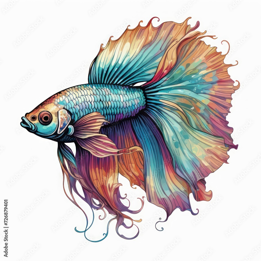 Fototapeta premium goldfish. colorful goldfish digital illustration