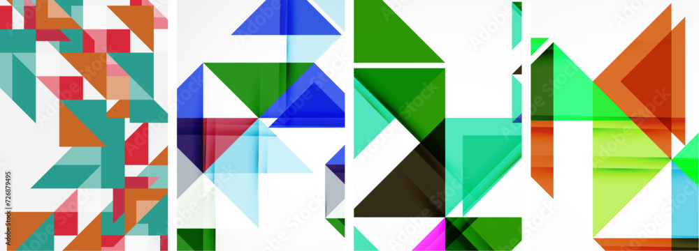 Set of abstract random triangle composition backgrounds. Vector illustration for for wallpaper, business card, cover, poster, banner, brochure, header, website Set of abstract random triangle composition backgrounds. Vector illustration for for wallpaper, business card, cover, poster, banner, brochure, header, website