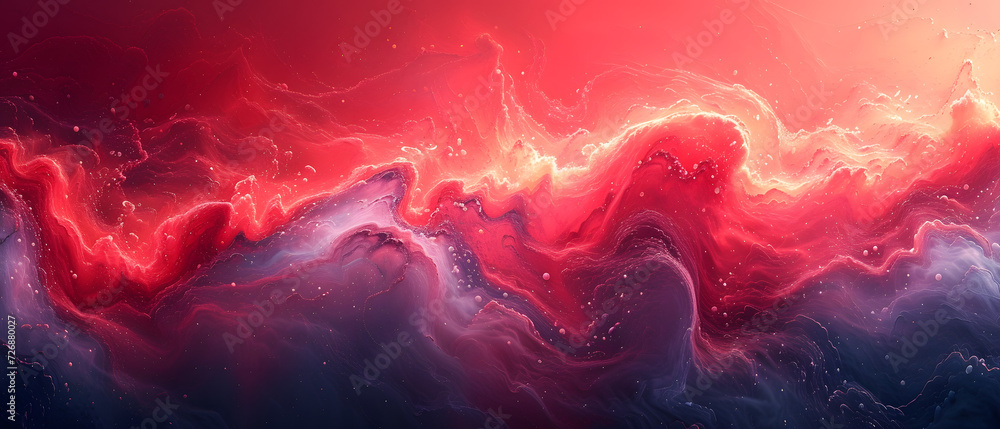 A Painting of a Red and Blue Wave - obrazy, fototapety, plakaty 