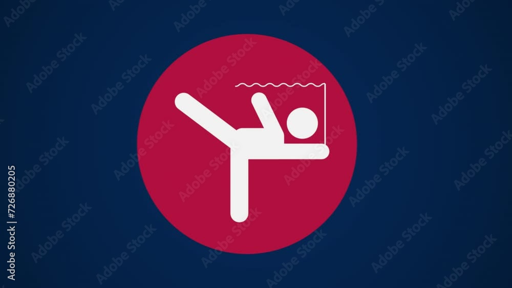 Pictograma de los Juegos Olímpicos de lado izquierdo con el deporte gimnasia rítmica en fondo azul. Pictograma de los Juegos Olímpicos de lado izquierdo con el deporte gimnasia rítmica en fondo azul.