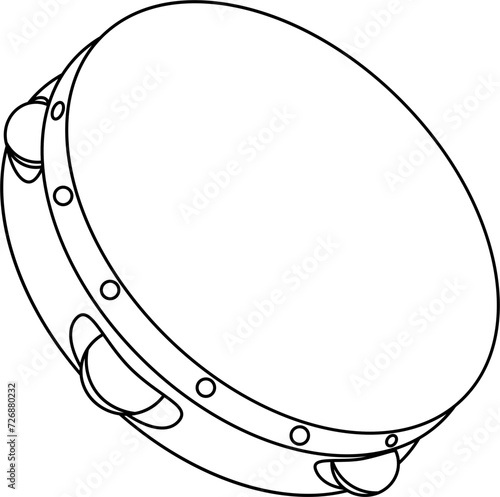 Tambourine Outline Illustration Vector