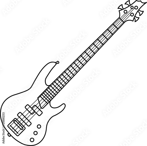 Bass Guitar Outline Illustration,vector