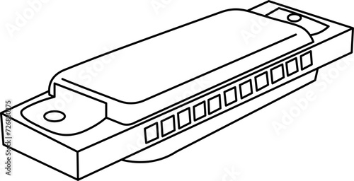 Harmonica Outline Illustration Vector