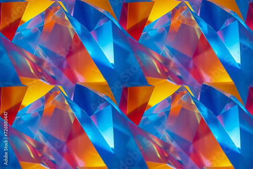 Vibrant Holographic Crystal Patterns in Multicolor. Seamless Repeatable Background