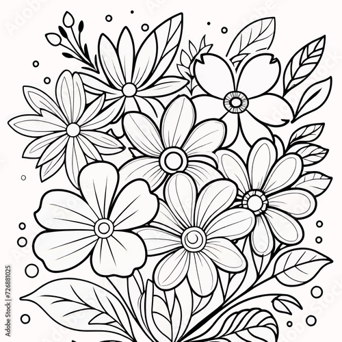 Floral coloring book pages for children and adults
