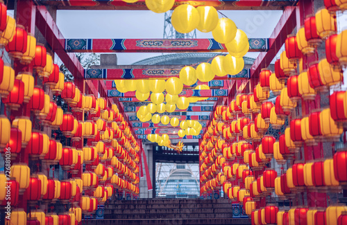 Beautiful flower lanterns at Shennong Temple Fair in Zhuzhou, China photo