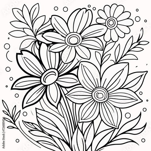 Floral coloring book pages for children and adults  © Shapla