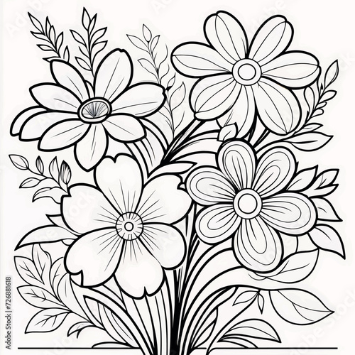 Floral coloring book pages for children and adults 