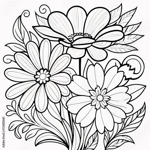 Floral coloring book pages for children and adults 