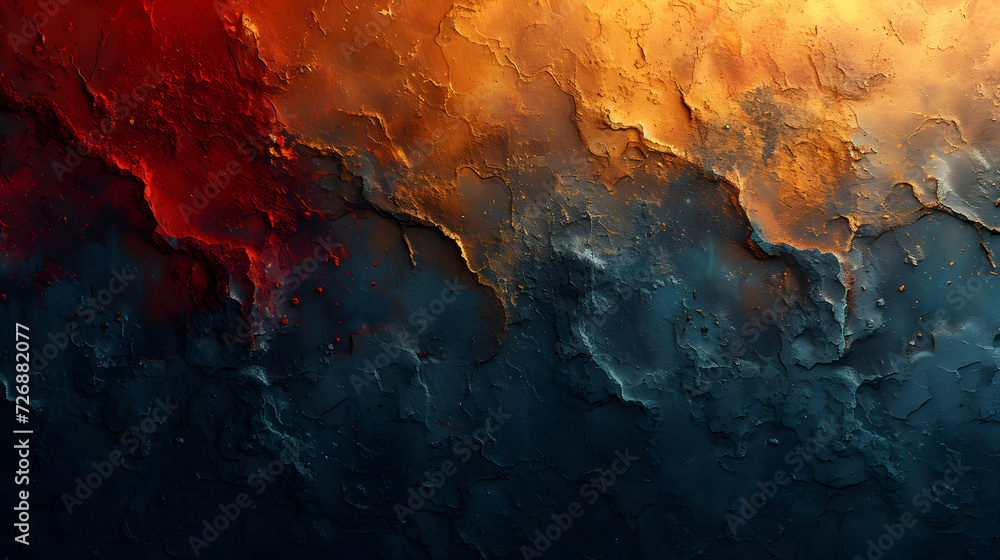 Abstract Painting With Orange and Blue Colors