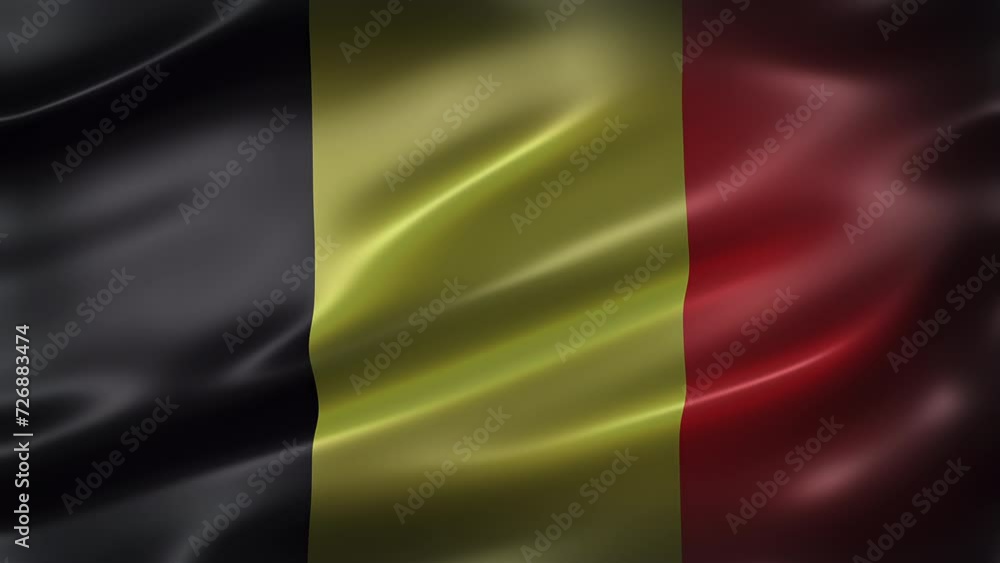 The National Flag of Belgium, front view, full frame, movielike feel and look, elegant silky texture waving in the wind. Realistic 4K CG animation seamless loop-able. The National Flag of Belgium, front view, full frame, movielike feel and look, elegant silky texture waving in the wind. Realistic 4K CG animation seamless loop-able.