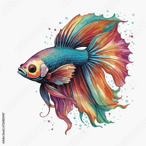 goldfish. colorful goldfish digital illustration