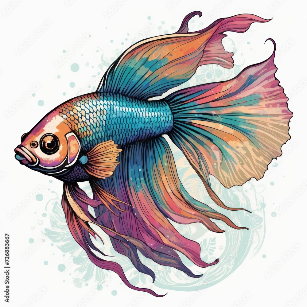 Fototapeta premium goldfish. colorful goldfish digital illustration