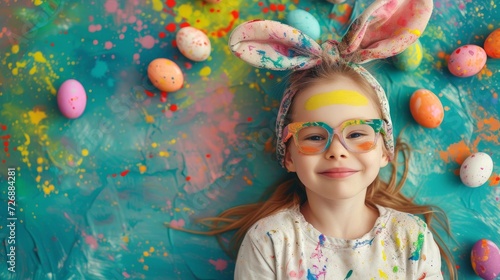 Cute young girl in easter day.