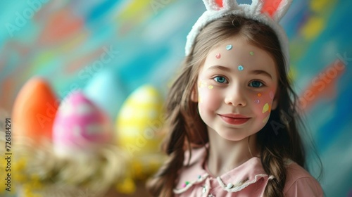 Cute young girl in easter day.