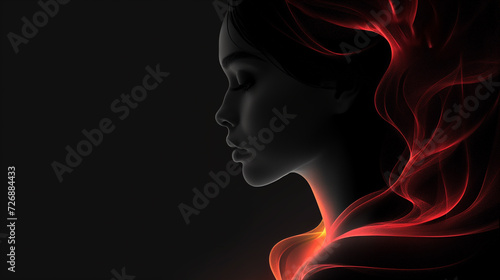 Abstract beauty girl on black background. with copy space.